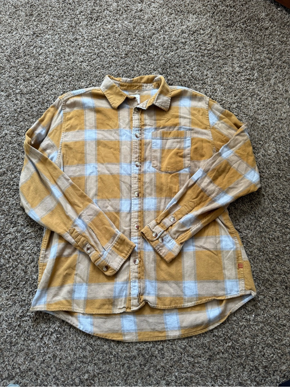 BDG Yellow and White Plaid Button-Down Shirt